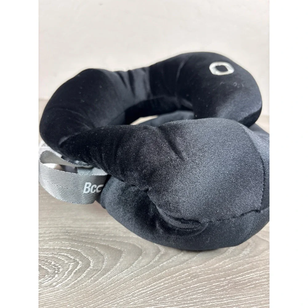 Bcozzy FLAT Back Neck Brace Pillow for Travel Black Large Support Chin Head